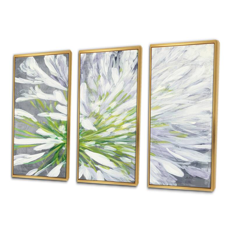 Designart "Flower Cleome Splash II" Traditional Framed Wall Art Set of
